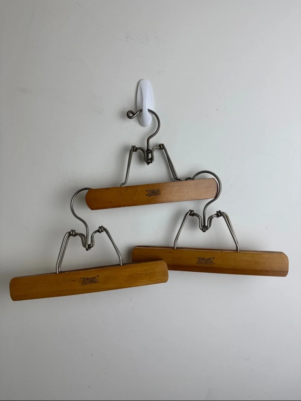 Setwell Vintage Wooden Clamp Hangers Lot of 3